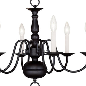 HomeRoots Six Light Dimmable Chandelier - Modern Cylinder Design with Steel Shades for Any Room Ambiance 687543