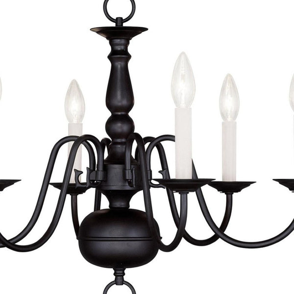 HomeRoots Six Light Dimmable Chandelier - Modern Cylinder Design with Steel Shades for Any Room Ambiance 687543