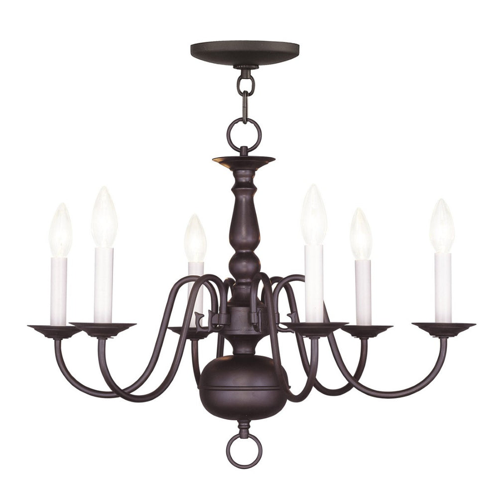 HomeRoots Bronze Six-Light Dimmable Chandelier with Stylish Cylinder Shades for Elegant Ambient Lighting 687544