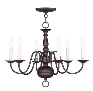 HomeRoots Bronze Six-Light Dimmable Chandelier with Stylish Cylinder Shades for Elegant Ambient Lighting 687544