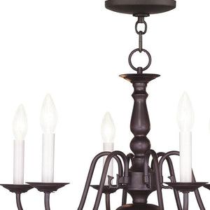 HomeRoots Bronze Six-Light Dimmable Chandelier with Stylish Cylinder Shades for Elegant Ambient Lighting 687544