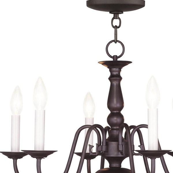 HomeRoots Bronze Six-Light Dimmable Chandelier with Stylish Cylinder Shades for Elegant Ambient Lighting 687544
