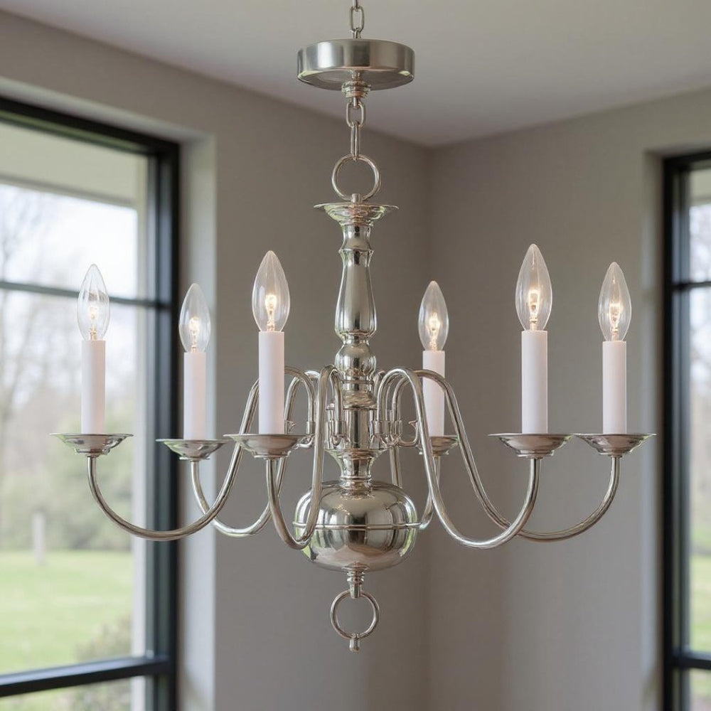 HomeRoots Six Light Dimmable Chandelier with Stylish Cylinder Shades for Modern Home Decor & Ambient Lighting 687545