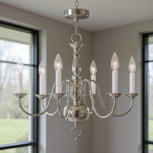 HomeRoots Six Light Dimmable Chandelier with Stylish Cylinder Shades for Modern Home Decor & Ambient Lighting 687545