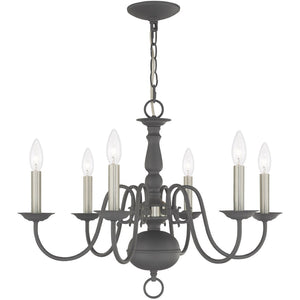HomeRoots Six Light Dimmable Chandelier - Contemporary Cylinder Design with Steel Shades for Versatile Elegance 687546