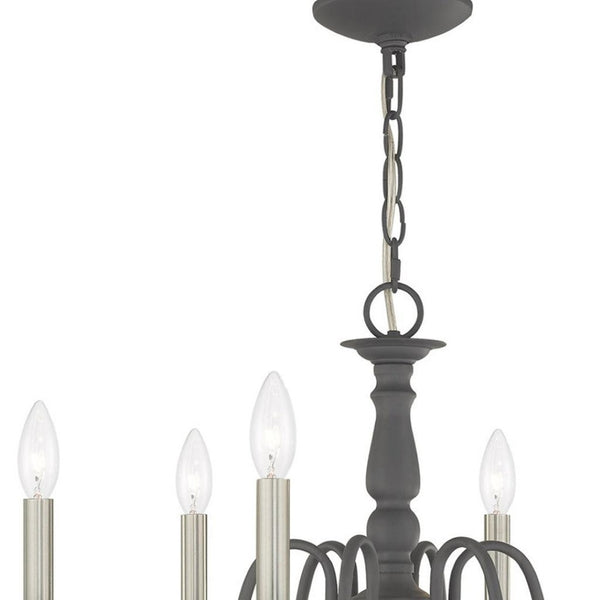HomeRoots Six Light Dimmable Chandelier - Contemporary Cylinder Design with Steel Shades for Versatile Elegance 687546