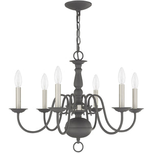 HomeRoots Six Light Dimmable Chandelier - Contemporary Cylinder Design with Steel Shades for Versatile Elegance 687546