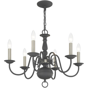 HomeRoots Six Light Dimmable Chandelier - Contemporary Cylinder Design with Steel Shades for Versatile Elegance 687546