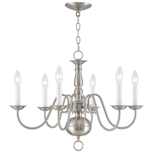 HomeRoots Six Light Dimmable Chandelier - Modern Cylindrical Shades for Versatile Illumination in Any Room 687547