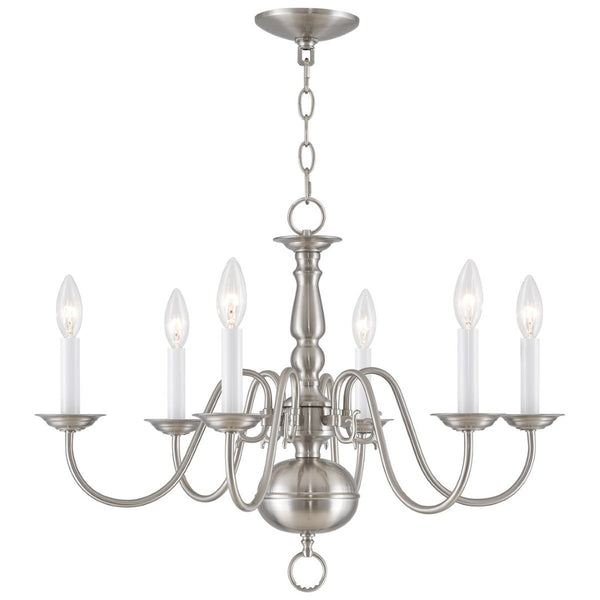 HomeRoots Six Light Dimmable Chandelier - Modern Cylindrical Shades for Versatile Illumination in Any Room 687547