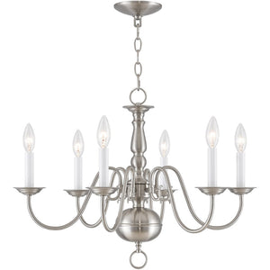 HomeRoots Six Light Dimmable Chandelier - Modern Cylindrical Shades for Versatile Illumination in Any Room 687547