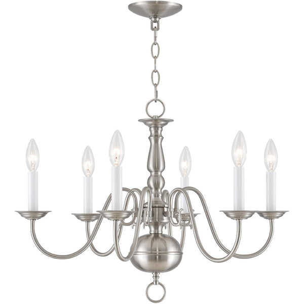 HomeRoots Six Light Dimmable Chandelier - Modern Cylindrical Shades for Versatile Illumination in Any Room 687547