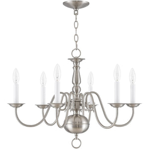 HomeRoots Six Light Dimmable Chandelier - Modern Cylindrical Shades for Versatile Illumination in Any Room 687547