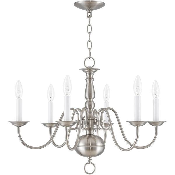 HomeRoots Six Light Dimmable Chandelier - Modern Cylindrical Shades for Versatile Illumination in Any Room 687547