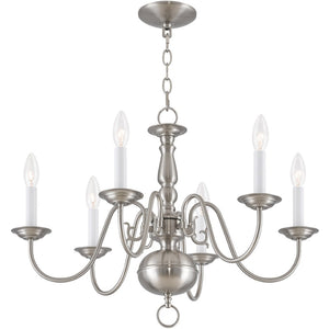 HomeRoots Six Light Dimmable Chandelier - Modern Cylindrical Shades for Versatile Illumination in Any Room 687547