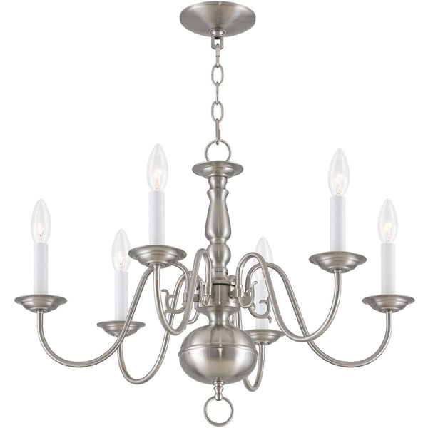 HomeRoots Six Light Dimmable Chandelier - Modern Cylindrical Shades for Versatile Illumination in Any Room 687547