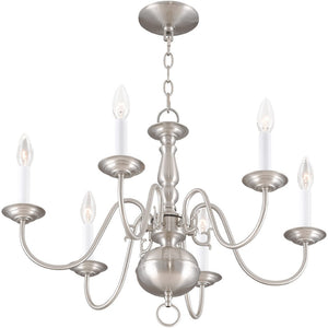 HomeRoots Six Light Dimmable Chandelier - Modern Cylindrical Shades for Versatile Illumination in Any Room 687547
