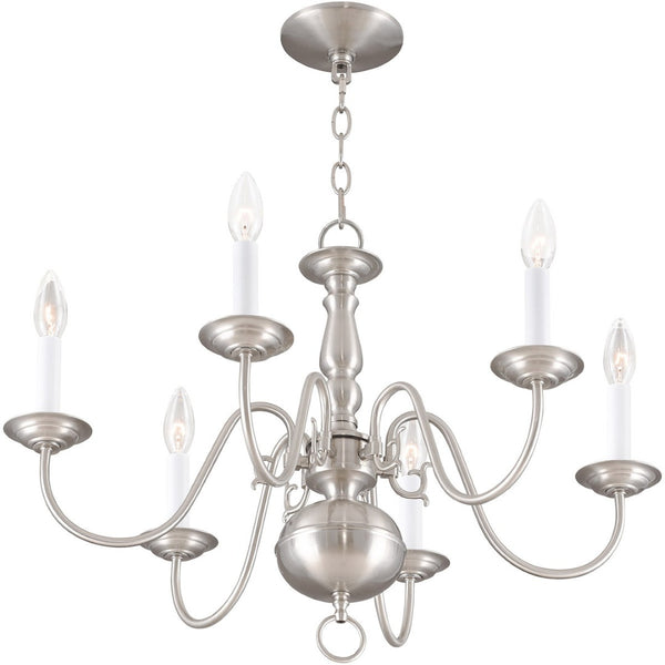 HomeRoots Six Light Dimmable Chandelier - Modern Cylindrical Shades for Versatile Illumination in Any Room 687547