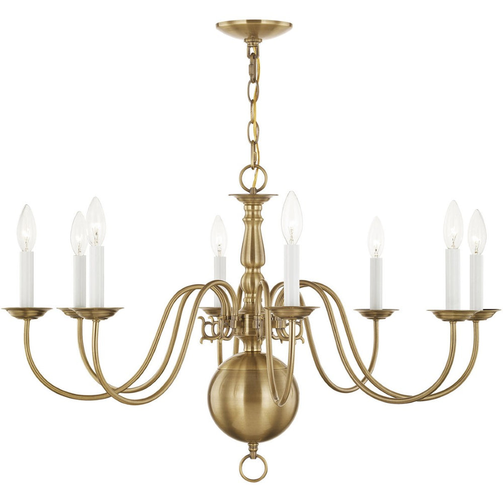 HomeRoots Eight Light Dimmable Chandelier - Modern Steel Fixture with Sleek Shades for Elegant Home Lighting 687548