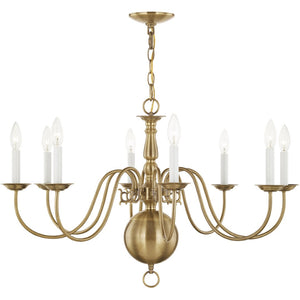 HomeRoots Eight Light Dimmable Chandelier - Modern Steel Fixture with Sleek Shades for Elegant Home Lighting 687548