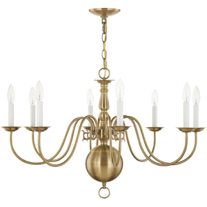 HomeRoots Eight Light Dimmable Chandelier - Modern Steel Fixture with Sleek Shades for Elegant Home Lighting 687548