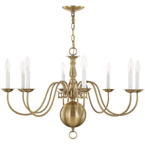 HomeRoots Eight Light Dimmable Chandelier - Modern Steel Fixture with Sleek Shades for Elegant Home Lighting 687548