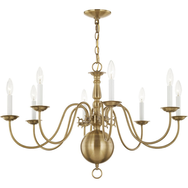 HomeRoots Eight Light Dimmable Chandelier - Modern Steel Fixture with Sleek Shades for Elegant Home Lighting 687548