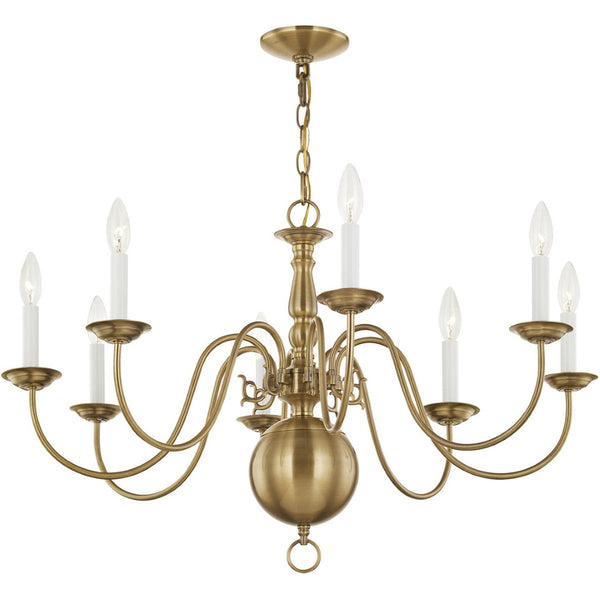 HomeRoots Eight Light Dimmable Chandelier - Modern Steel Fixture with Sleek Shades for Elegant Home Lighting 687548