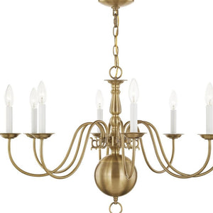 HomeRoots Eight Light Dimmable Chandelier - Modern Steel Fixture with Sleek Shades for Elegant Home Lighting 687548