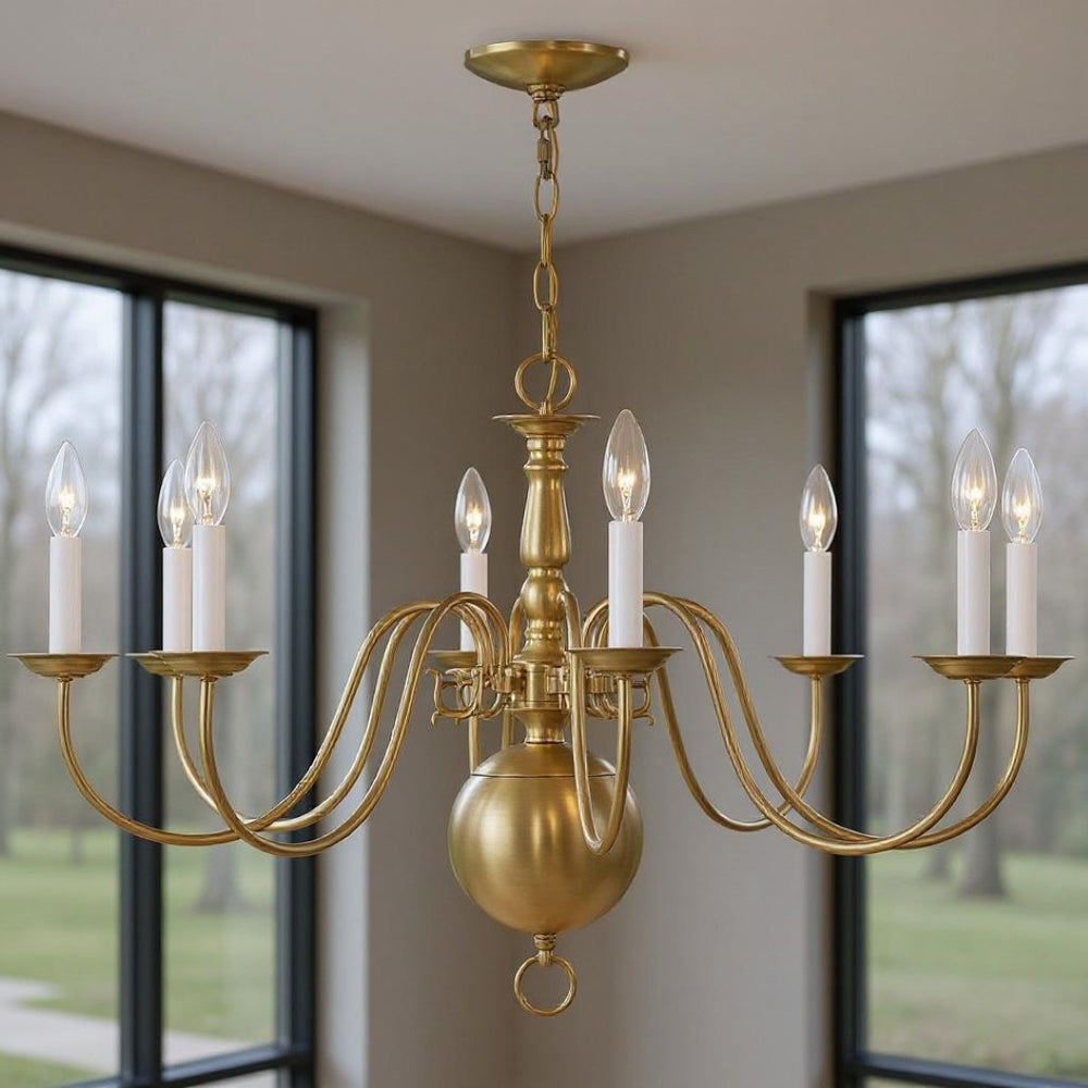 HomeRoots Eight Light Dimmable Chandelier - Modern Steel Fixture with Sleek Shades for Elegant Home Lighting 687548