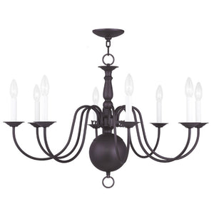 HomeRoots Bronze Eight-Light Dimmable Chandelier with Steel Shades – Elegant Ambient Lighting for Any Room 687550