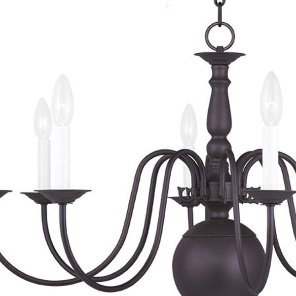 HomeRoots Bronze Eight-Light Dimmable Chandelier with Steel Shades – Elegant Ambient Lighting for Any Room 687550