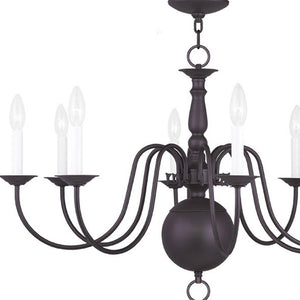 HomeRoots Bronze Eight-Light Dimmable Chandelier with Steel Shades – Elegant Ambient Lighting for Any Room 687550