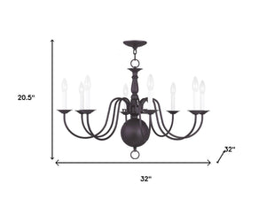 HomeRoots Bronze Eight-Light Dimmable Chandelier with Steel Shades – Elegant Ambient Lighting for Any Room 687550
