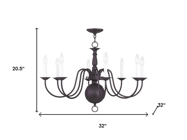 HomeRoots Bronze Eight-Light Dimmable Chandelier with Steel Shades – Elegant Ambient Lighting for Any Room 687550