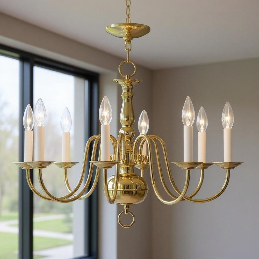HomeRoots Eight Light Dimmable Chandelier - Modern Cylinder Design with Steel Shades for Stylish Ambiance 687551