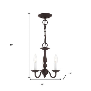 HomeRoots Bronze Three-Light Dimmable Chandelier - Stylish Cylinder Shades for Modern Elegance & Ambiance 687554