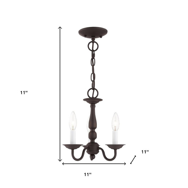 HomeRoots Bronze Three-Light Dimmable Chandelier - Stylish Cylinder Shades for Modern Elegance & Ambiance 687554