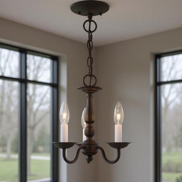 HomeRoots Bronze Three-Light Dimmable Chandelier - Stylish Cylinder Shades for Modern Elegance & Ambiance 687554