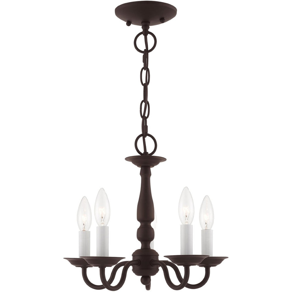 HomeRoots Bronze Five-Light Dimmable Chandelier – Elegant Cylinder Shades for Stylish Home Lighting Solutions 687557