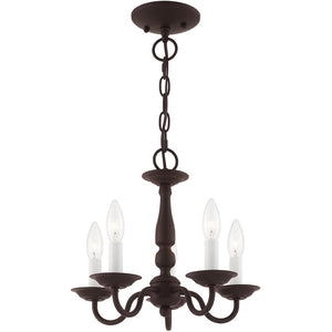HomeRoots Bronze Five-Light Dimmable Chandelier – Elegant Cylinder Shades for Stylish Home Lighting Solutions 687557