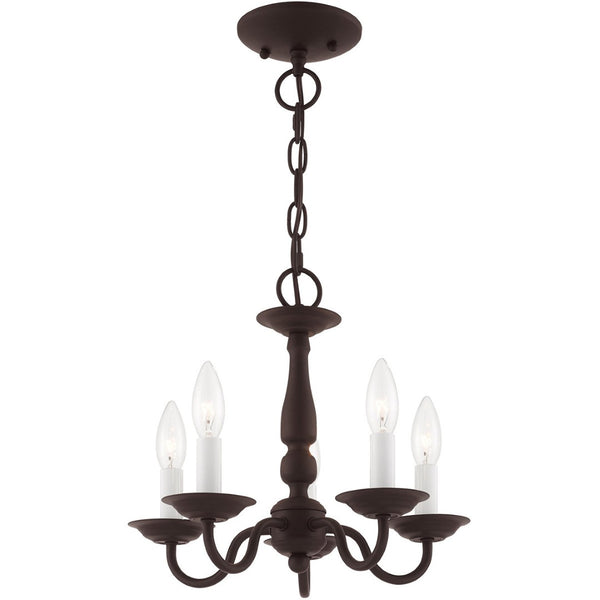 HomeRoots Bronze Five-Light Dimmable Chandelier – Elegant Cylinder Shades for Stylish Home Lighting Solutions 687557