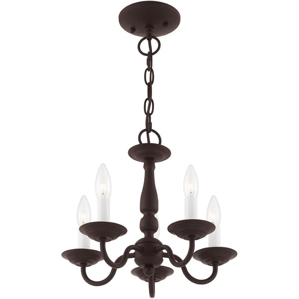 HomeRoots Bronze Five-Light Dimmable Chandelier – Elegant Cylinder Shades for Stylish Home Lighting Solutions 687557