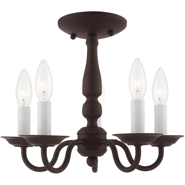 HomeRoots Bronze Five-Light Dimmable Chandelier – Elegant Cylinder Shades for Stylish Home Lighting Solutions 687557