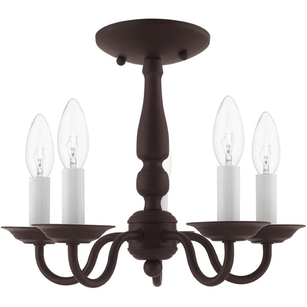 HomeRoots Bronze Five-Light Dimmable Chandelier – Elegant Cylinder Shades for Stylish Home Lighting Solutions 687557