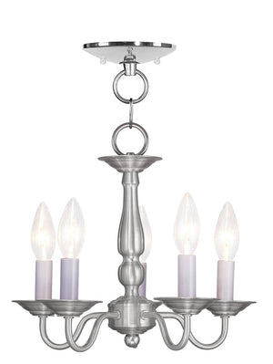 HomeRoots Nickel Five-Light Dimmable Chandelier with Unique Shades: Modern Elegance for Any Space 687558