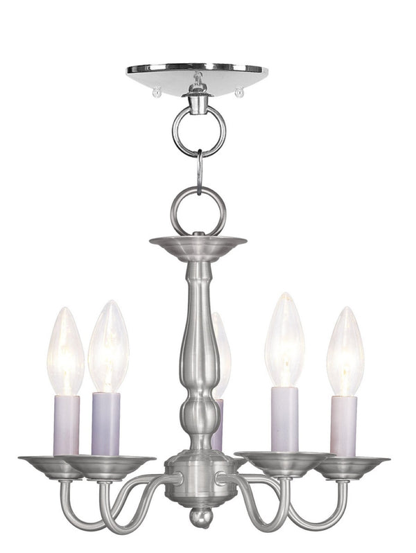 HomeRoots Nickel Five-Light Dimmable Chandelier with Unique Shades: Modern Elegance for Any Space 687558
