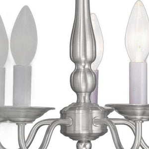 HomeRoots Nickel Five-Light Dimmable Chandelier with Unique Shades: Modern Elegance for Any Space 687558