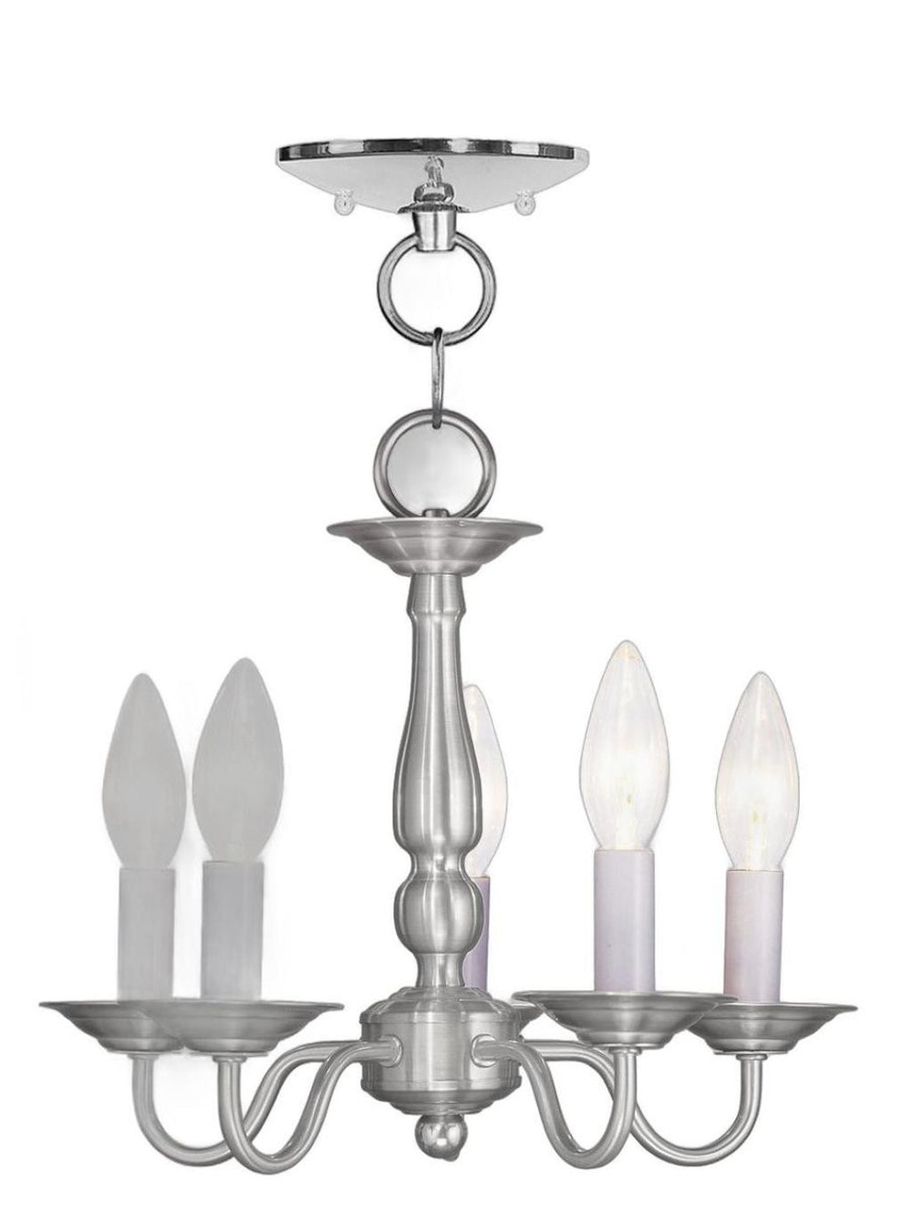 HomeRoots Nickel Five-Light Dimmable Chandelier with Unique Shades: Modern Elegance for Any Space 687558