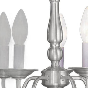 HomeRoots Nickel Five-Light Dimmable Chandelier with Unique Shades: Modern Elegance for Any Space 687558